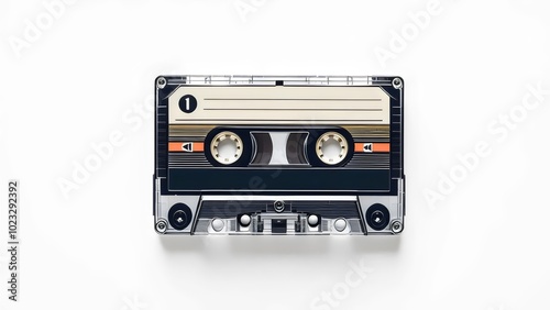 Retro Audio Cassette Tape on White Background for Vintage Music Branding