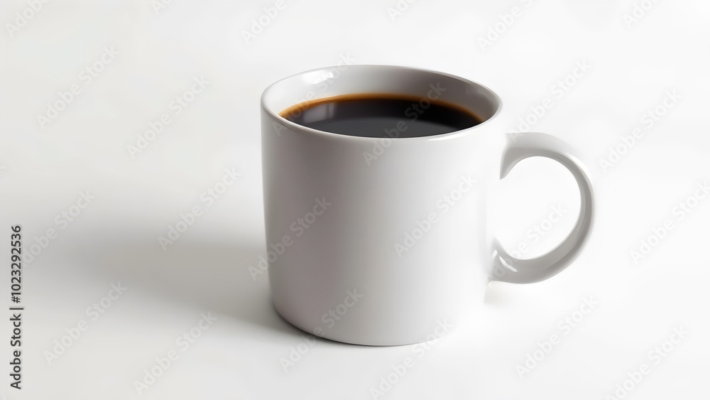 Ceramic Mug with Coffee on Plain White Background for Modern Product Branding Ceramic Mug with Coffee on Plain White Background for Modern Product Branding