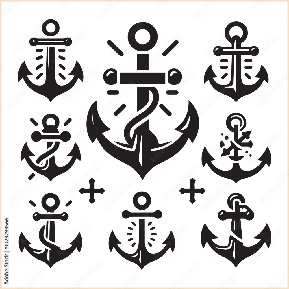 Set of sea anchor symbol set isolated anchor with a heart charm on white background vector illustration
Set of sea anchor symbol set isolated anchor with a heart charm on white background vector illustration