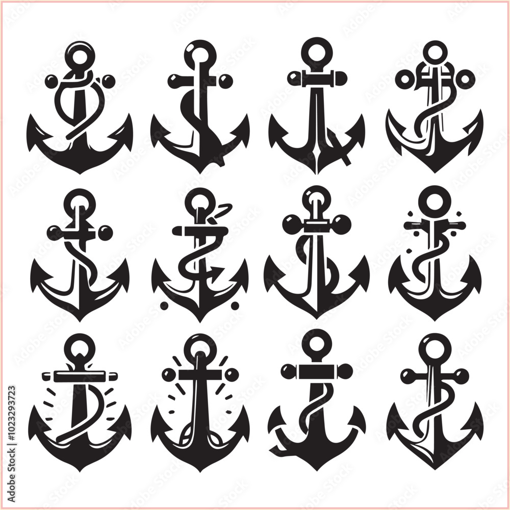 Set of sea anchor symbol set isolated anchor with a heart charm on white background vector illustration
Set of sea anchor symbol set isolated anchor with a heart charm on white background vector illustration