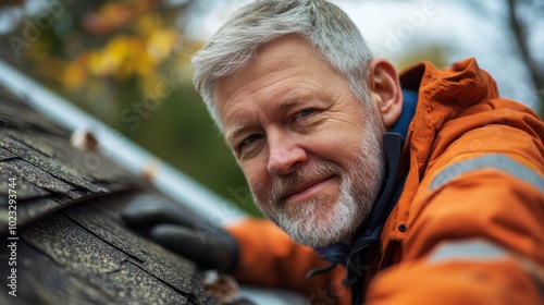 a roofer installs shingles on the roof. ai generated