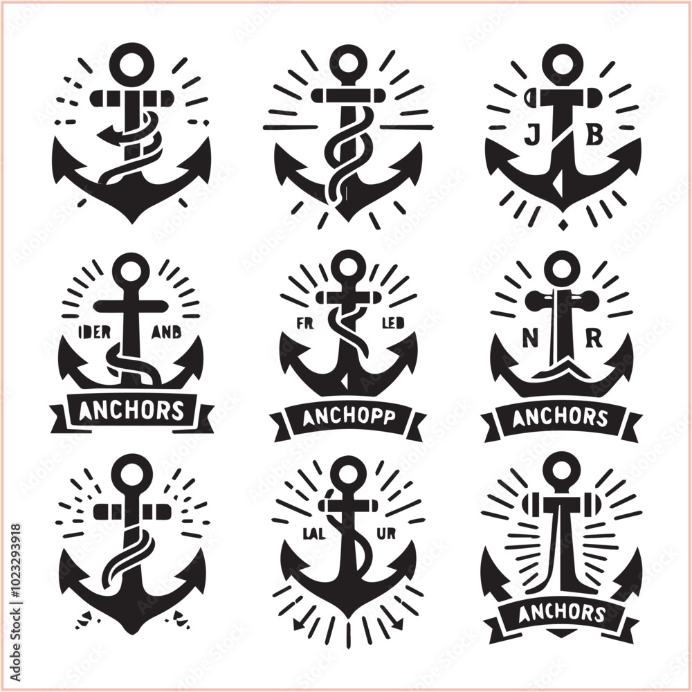 Set of sea anchor symbol set isolated anchor with a heart charm on white background vector illustration
Set of sea anchor symbol set isolated anchor with a heart charm on white background vector illustration