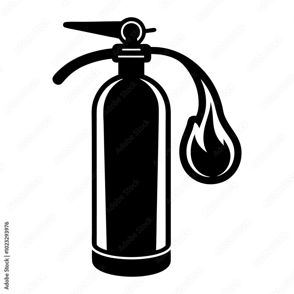 Fire Extinguisher Silhouette Illustration Isolated on White