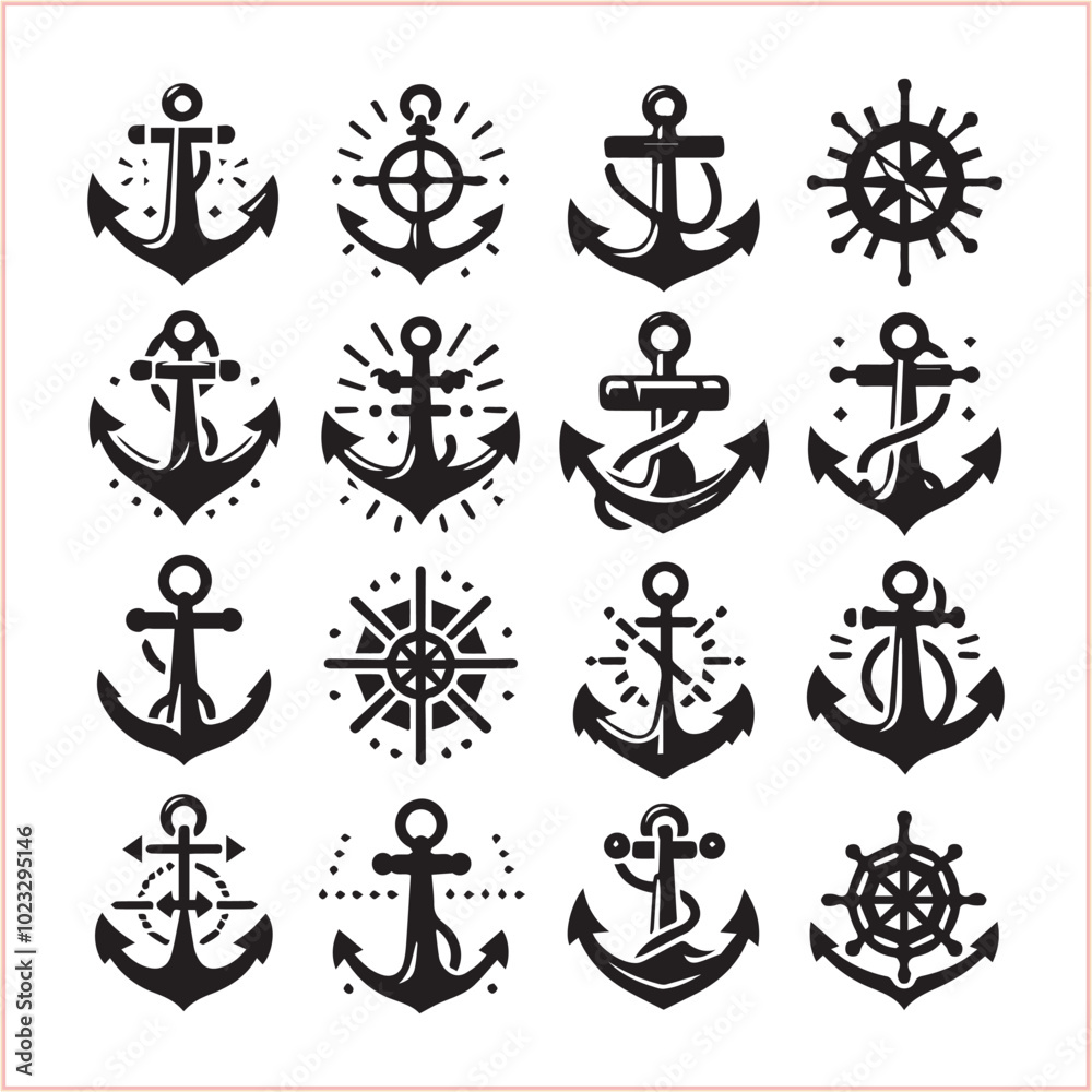 Set of sea anchor symbol set isolated anchor with a heart charm on white background vector illustration
Set of sea anchor symbol set isolated anchor with a heart charm on white background vector illustration