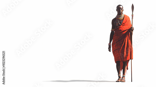 A maasai warrior isolated on white background. Maasai Warriors. Illustration
