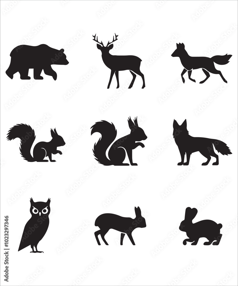 Obraz premium animals vector art and illustration with white background