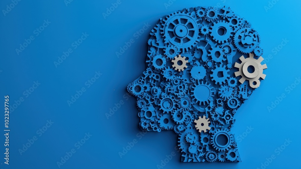 Creative representation of a human head filled with gears and cogs, symbolizing thought and creativity. Creative representation of a human head filled with gears and cogs, symbolizing thought and creativity.