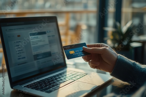 Person making online payment with credit card