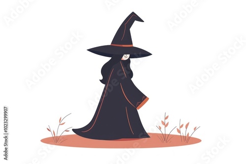 Witch flat illustration performer magician clothing.