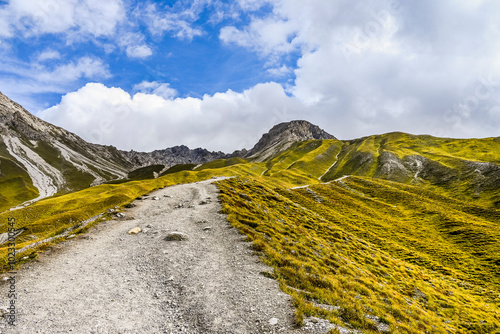 Zernez, Margunet, Aussichtspunkt, Piz dal Fuorn, Piz da Botsch, Val da Botsch, Wanderweg, Alpen, Herbst, Herbstfarben, Ofenpass, Nationalpark, Waldgrenze, Graubünden, Schweiz photo