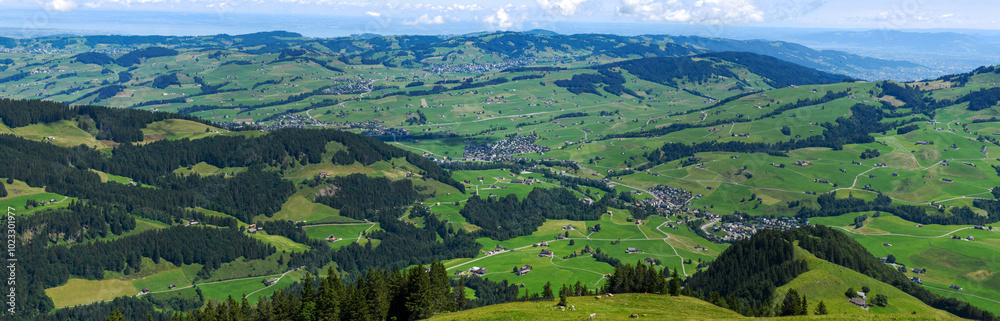 Panoramic view from Ebenalp in the Swiss alps Panoramic view from Ebenalp in the Swiss alps