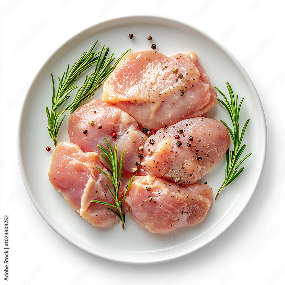 Fresh Chicken Meat on Plate Clean White Background Food Photography Fresh Chicken Meat on Plate Clean White Background Food Photography