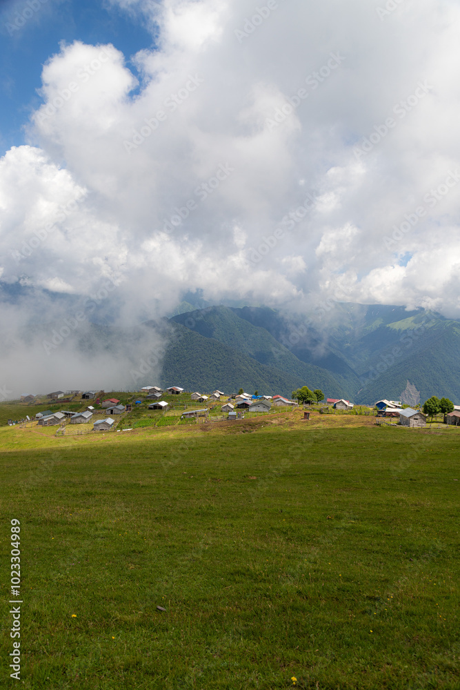 Fototapeta premium Magnificent views of the mountain village and nature of Azerbaijan