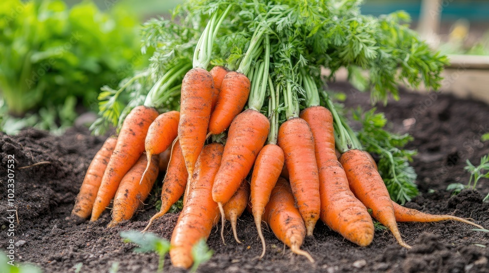 A pile of freshly harvested carrots, rich in color, with open space for your message A pile of freshly harvested carrots, rich in color, with open space for your message