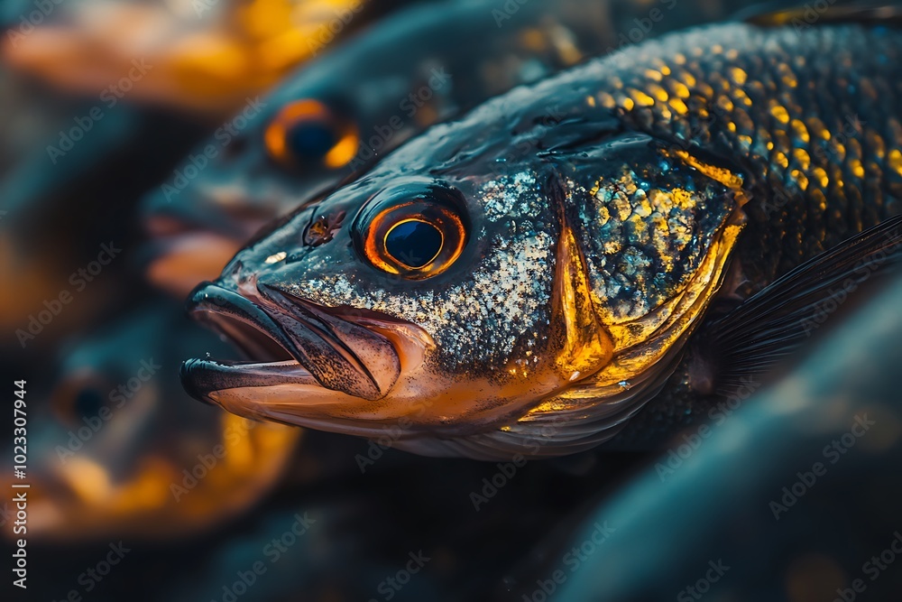 Freshly caught fish gasping for air on a pile Freshly caught fish gasping for air on a pile