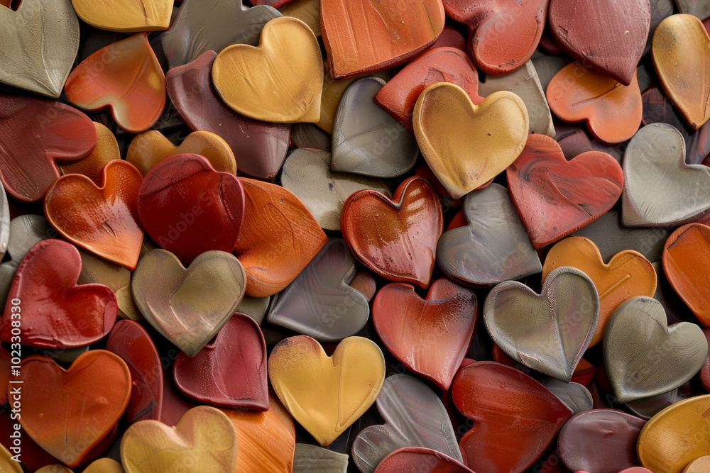 Valentine's Day concept. Hearts are creating lovely atmosphere. Wallpaper for joy and celebration. Cute romantic print on background of brown hearts. festive backdrop for wedding design. Valentine's Day concept. Hearts are creating lovely atmosphere. Wallpaper for joy and celebration. Cute romantic print on background of brown hearts. festive backdrop for wedding design.