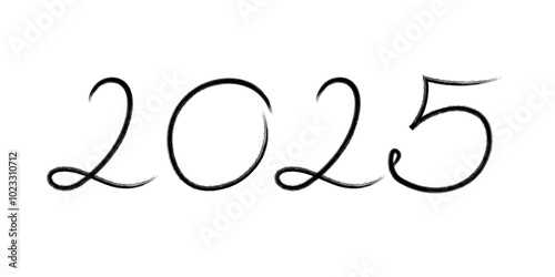 Hand drawing lettering 2025 numbers Happy New Year calendar design