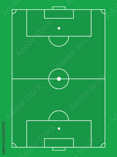 Soccer Football Field Flat Grass Classic Vector Vertical