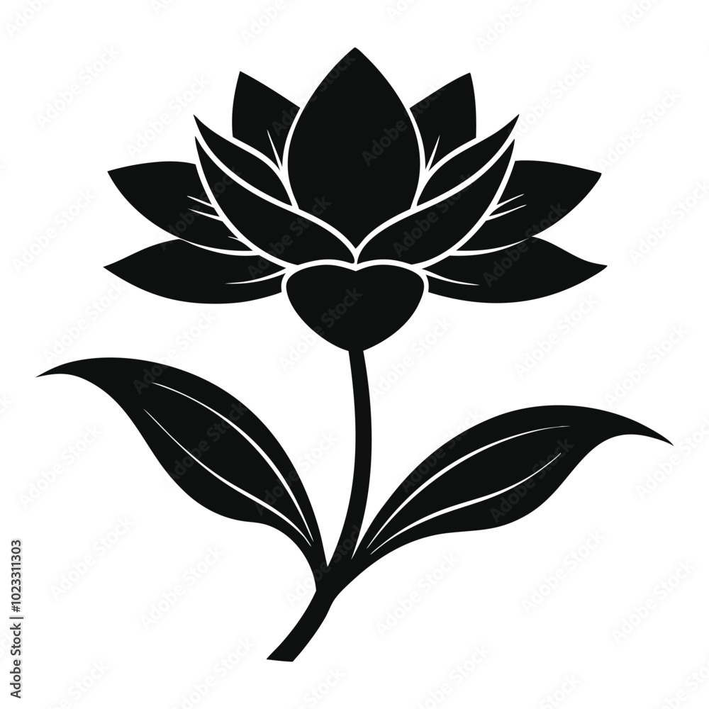 Flower silhouette vector illustration. Elegant Black Silhouette Flower - Minimalist Floral Design for Modern Decor and Graphic Projects. Flower silhouette vector illustration. Elegant Black Silhouette Flower - Minimalist Floral Design for Modern Decor and Graphic Projects.