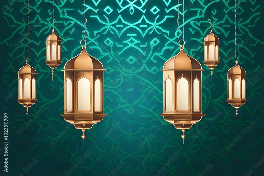 3D Illustration of Single Lantern hanging with Glowing Stars