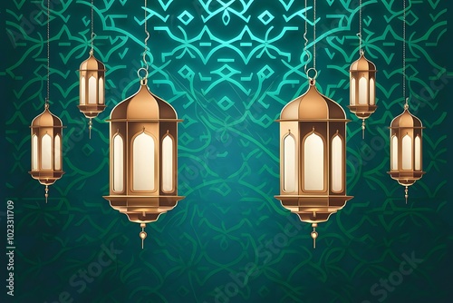 3D Illustration of Single Lantern hanging with Glowing Stars