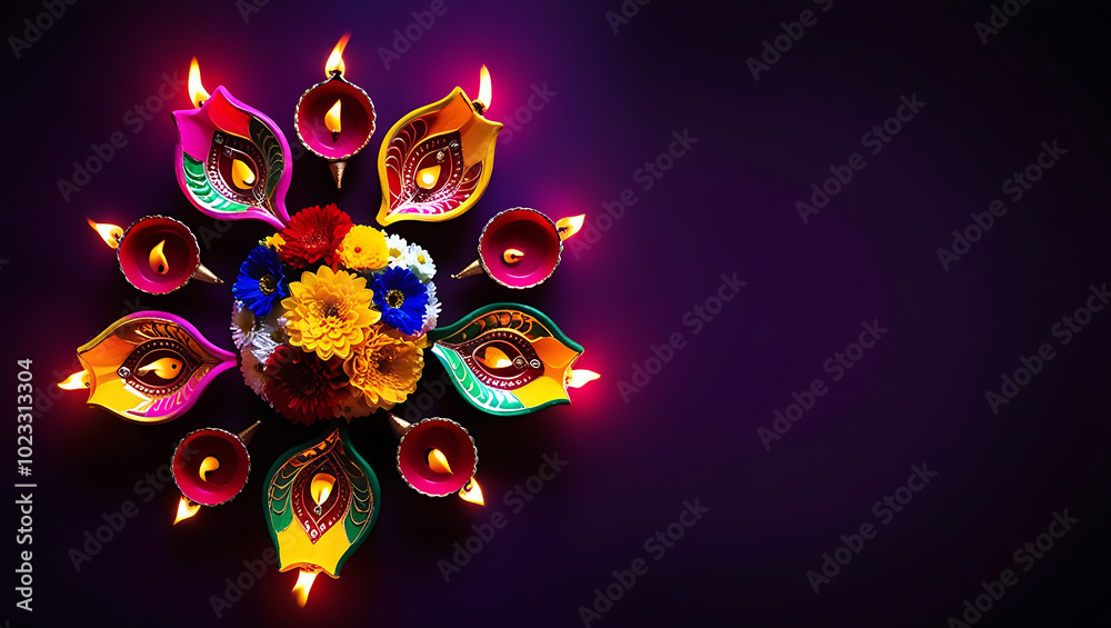 Radiant Diwali Bloom: A Symmetrical Celebration of Light and Color, Diwali decoration, festival of lights, Diya lamps Radiant Diwali Bloom: A Symmetrical Celebration of Light and Color, Diwali decoration, festival of lights, Diya lamps