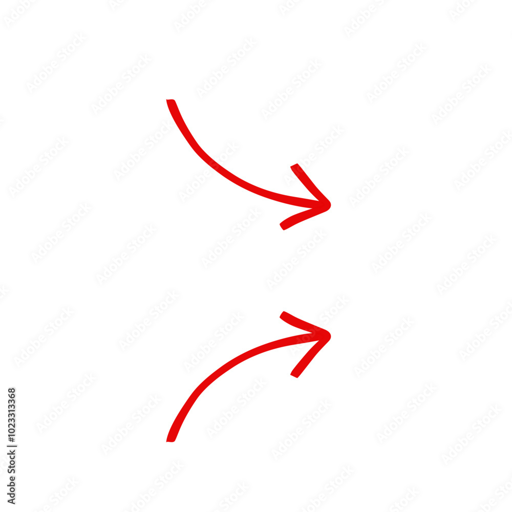 Doodle sketch drawn red direction element Doodle sketch drawn red direction element