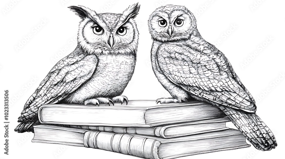 custom made wallpaper toronto digitalWise Owls on Stacked Books Clipart Design