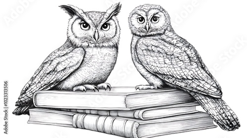 Wallpaper Mural Wise Owls on Stacked Books Clipart Design Torontodigital.ca