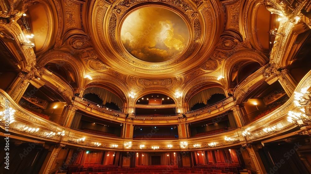 Obraz premium Elegant interior of a grand opera house with soaring arches and lavish decorations