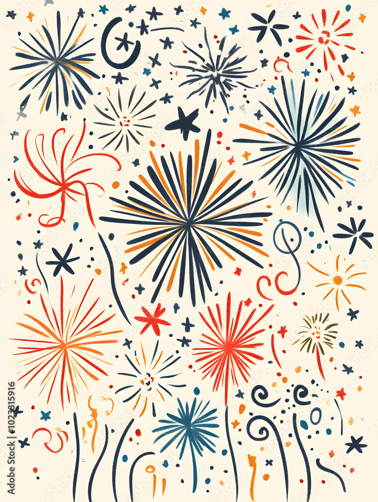 Doodle Christmas and New Year Cards - 2D Hand-drawn Illustrations on White Background