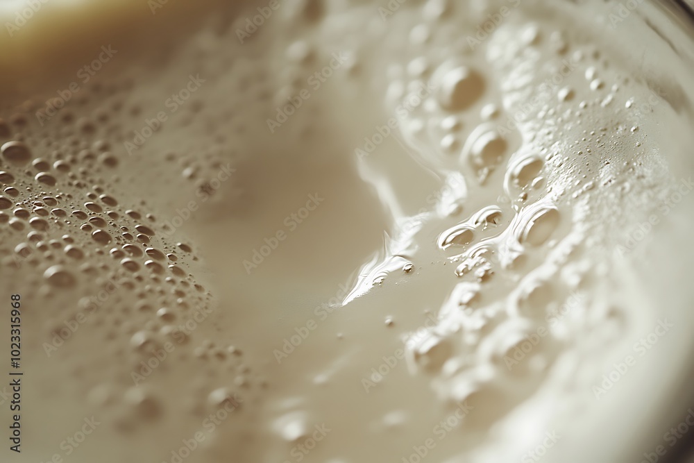 Closeup of milk surface with bubbles forming abstract pattern Closeup of milk surface with bubbles forming abstract pattern