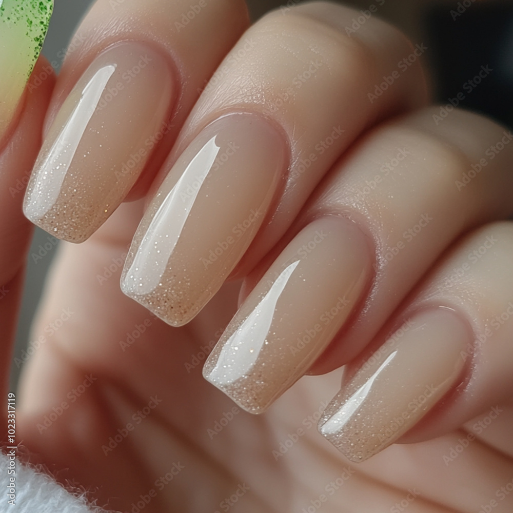Obraz premium phoNude Cream Beige Cozy Sweater Cashmere Glazed Doughnut Manicure Natural Nails Builder Gel Clear Pink Delicate Elegant Polish Swatch Plain Background Clean Aesthetic Fall Autumn Jelly