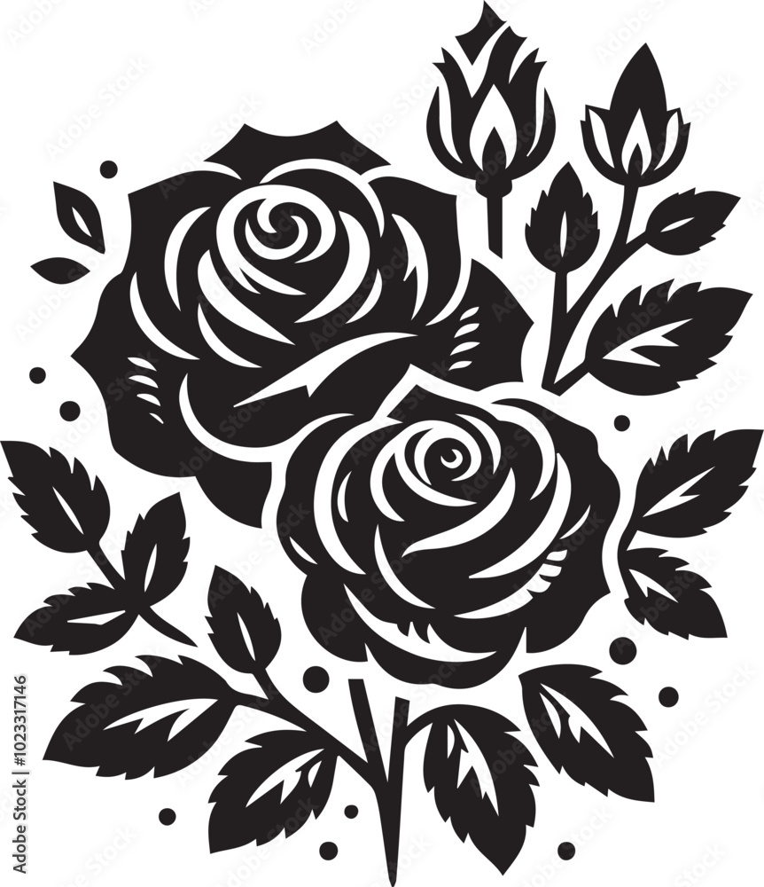 Black and white rose silhouette Black and white rose silhouette