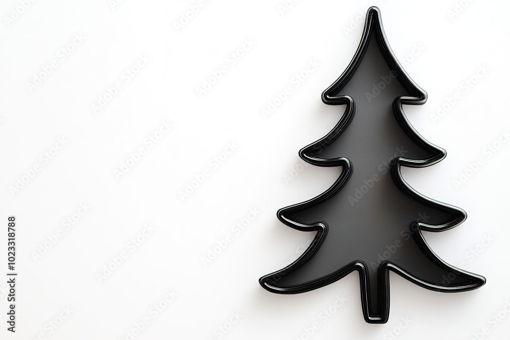 Minimalistic black Christmas tree on white Minimalistic black Christmas tree on white