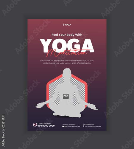 Creative and modern template design flyer and brochure for yoga class promotion with A4 size