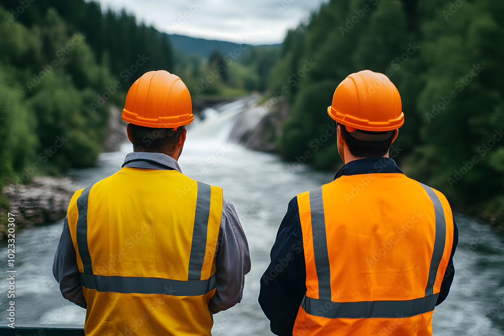 Workers at a Hydroelectric Plant Showcasing Teamwork | Collaboration and Efficiency in Renewable Energy Production Workers at a Hydroelectric Plant Showcasing Teamwork | Collaboration and Efficiency in Renewable Energy Production