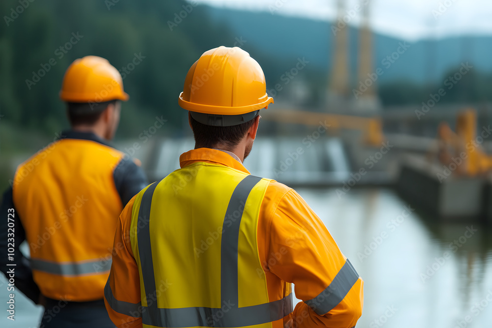 Workers at a Hydroelectric Plant Showcasing Teamwork | Collaboration and Efficiency in Renewable Energy Production Workers at a Hydroelectric Plant Showcasing Teamwork | Collaboration and Efficiency in Renewable Energy Production