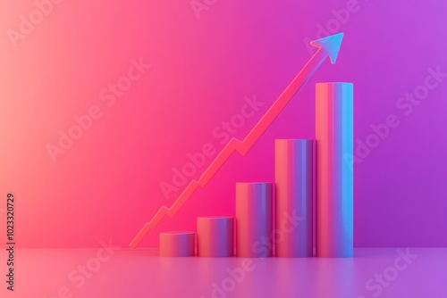 Free Download illustration upward arrow and growth bar graph - GFXLoad