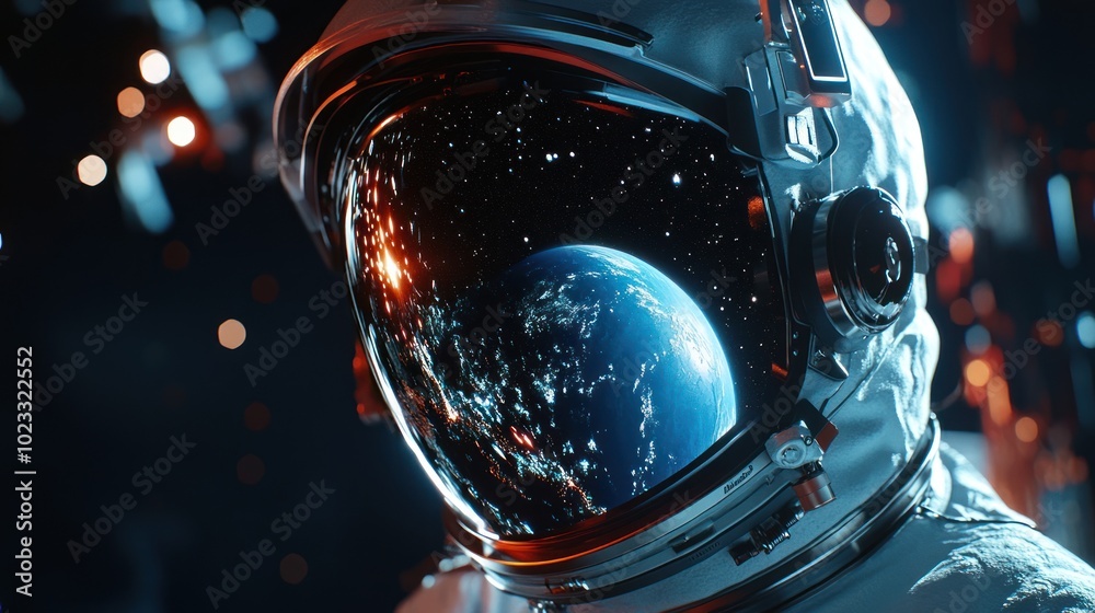Astronaut gazing at Earth from space, highlighting the beauty of our planet. Astronaut gazing at Earth from space, highlighting the beauty of our planet.