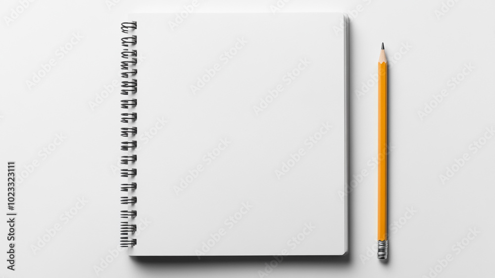 a spiral notebook and pencil on a white background a spiral notebook and pencil on a white background