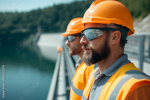 Workers at a Hydroelectric Plant Showcasing Teamwork | Collaboration and Efficiency in Renewable Energy Production