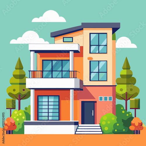 duplex modern house vector illustration 