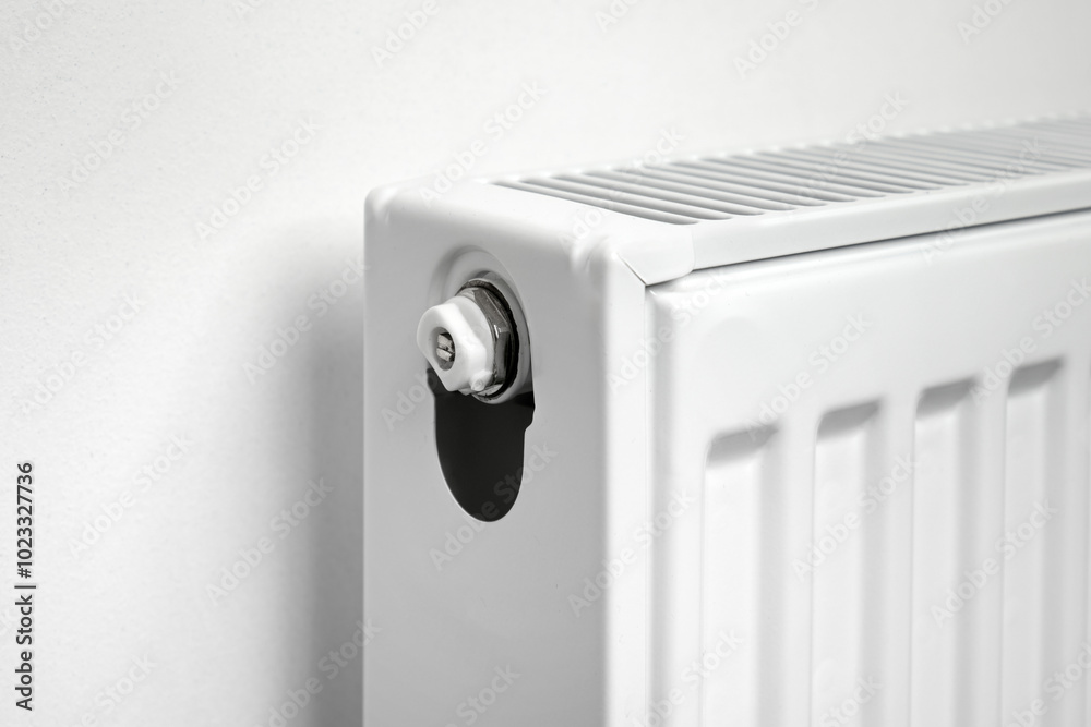 Close-up of the air bleed valve in the heating radiator. Close-up of the air bleed valve in the heating radiator.