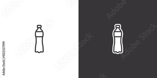 Bottle with carbonated water on white and black background. Original vector illustration in vintage style.