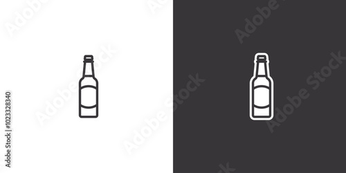 Beer bottle on white and black background. Original vector illustration in vintage style.