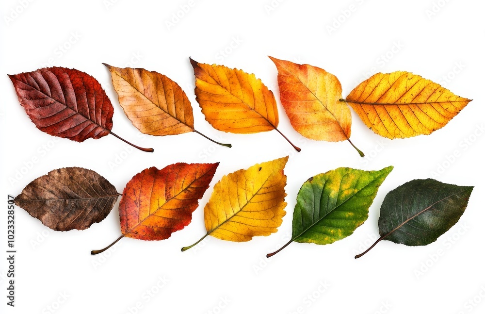 On a white background, a seamless pattern of colored maple leaves in autumn. On a white background, a seamless pattern of colored maple leaves in autumn.