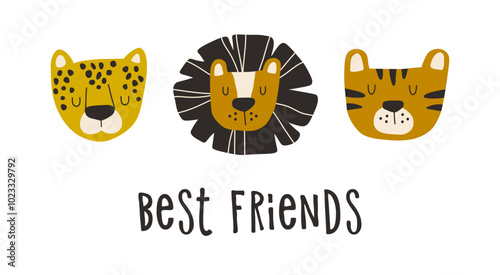 Photography Vector illustration with leopard, lion and tiger