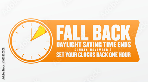 Daylight saving time. Summer fall-back and spring-forward alarm clocks set, colorful orange vector illustration.