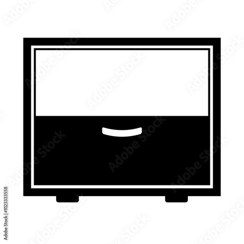 Illustration showing a black bedside table icon on a white background